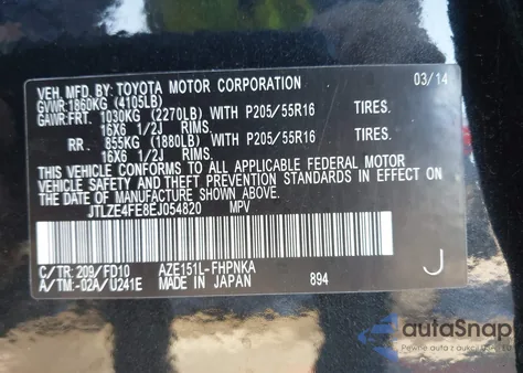 2014 Scion Xb from USA, damaged, VIN JTLZE4FE8EJ054820
